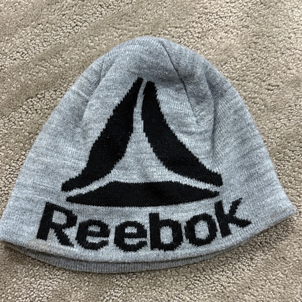 Reebok Black and Gray Logo Beanie